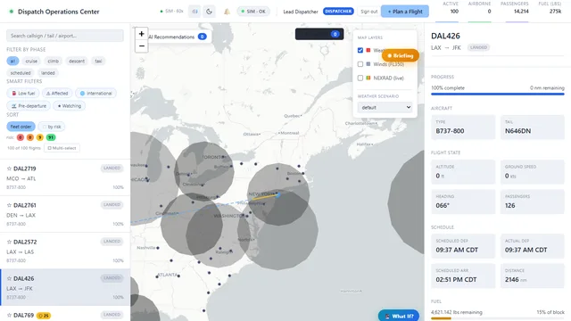 Airline dispatch network map