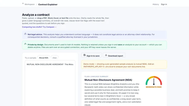 Contract analysis report